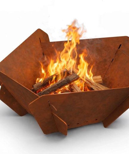 Corten Steel Fire Pit - Outdoor Wood Burning Pit for Backyard Patio, Garden & Terrace, Durable & Weather-Resistant, Ideal for Family Gatherings & Parties