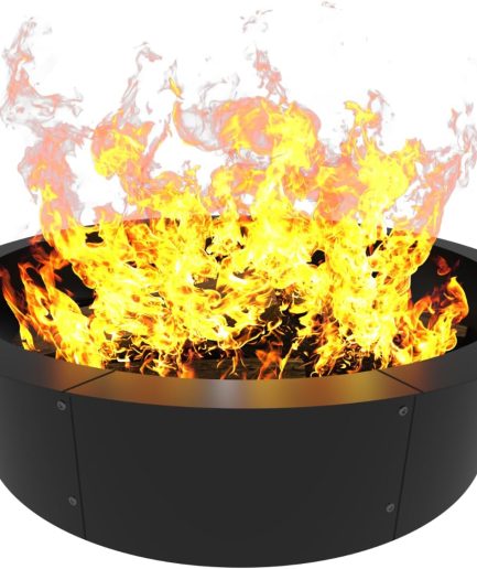 Round Outdoor Fire Pit Ring Insert 31-Inch Inner 35-Inch Outer Diameter, Heavy Duty Metal Steel DIY Firepit Liner Campfire Rings for Outside Wood Burning Above or In-Ground, Black