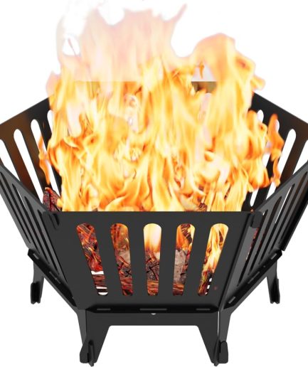 22.5 Inch Portable Hexagon Fire Pit with Travel Bag — Smokeless Patented Design Outdoor Wood Burning Fire Pit for Camping, Backyard, Patio, Bonfire, Picnic and BBQ, Vertical Hollow Style
