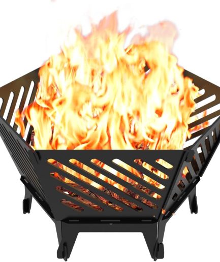 22.5 Inch Portable Hexagon Fire Pit with Travel Bag — Smokeless Patented Design Outdoor Wood Burning Fire Pit for Camping, Backyard, Patio, Bonfire, Picnic and BBQ, Diagonal Hollow Style