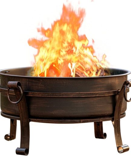 36 Inch Fire Pit with Grill & Lid, Fireplace & Round Table & BBQ 3 in 1 Fire Pit,Heavy Duty Wood Burning Fire Pits for Outside with Fire Poker, Waterproof Cover & Log Grate