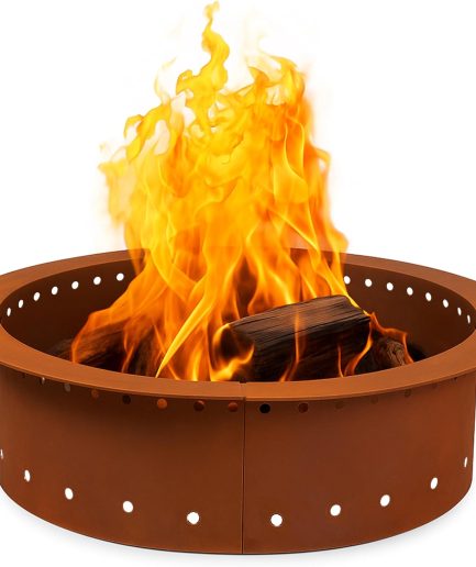 Heavy Duty Metal Smokeless Permanent Fire Pit Ring 36 inch Outer/30 inch Round Fire Pit Insert Liner for Outdoor, Firepits for Outside Corten Steel (36x30x10), Patent Pending