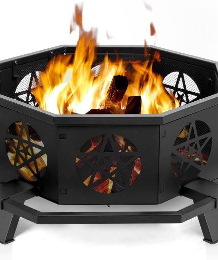 Fire Pit, 43 Inch Outdoor Wood Burning Firepits with Poker - Large Fire Bowl for Backyard Garden Patio Bonfire BBQ