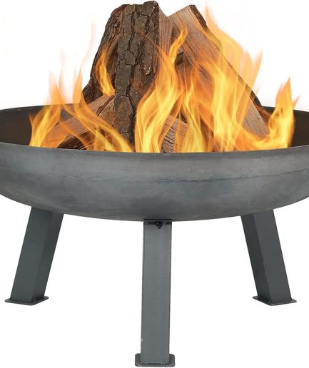 30-Inch Cast Iron Heavy-Duty Fire Pit for Outside - Wood-Burning Outdoor Fire Pit Bowl with Handles - Gray