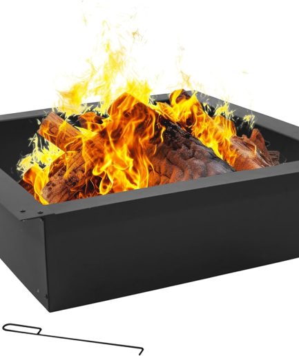 Fire Ring for Outside - Heavy-Duty Wood-Burning Metal Fire Pit Ring Insert - 42-Inch Square Outer/36-Inch Square Inner Diameter