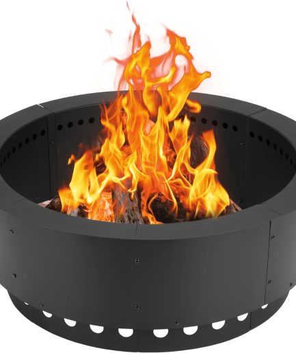 Metal Fire Pit, 37 Inch Outer/30 Inch Inner Smokeless Double-Layer Outdoor Firepit for Backyard Wood Burning, Campfire
