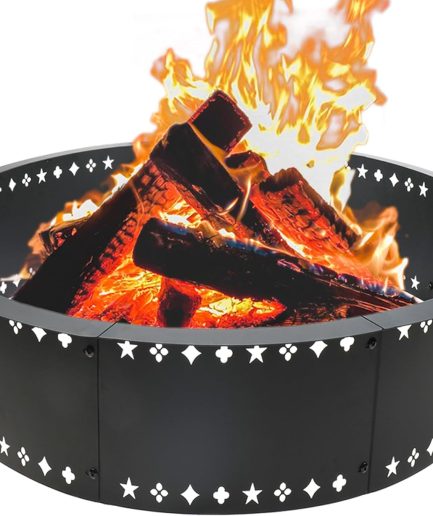 Fire Pit Ring 36 inch Fire Ring for Outside Fire Pit,Large Round Smokeless Firepit Insert,DIY Fire Rings for Outside Wood Burning Above or In-Ground Camping Firepit Ring for Outdoor Patio Yard Garden