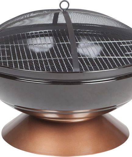 Round Wood Burning Lightweight Portable Outdoor Firepit Backyard Fireplace Also Included Wood & Cooking Grate - Black