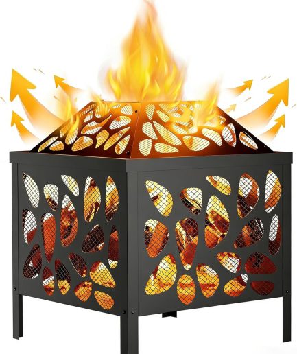 15.7 inch Small Fire Pit for Outside, Outdoor Wood Burning Fire Pit, Small Bonfire Pit,Firepit Bowl for Patio Camping Backyard Deck Picnic Porch